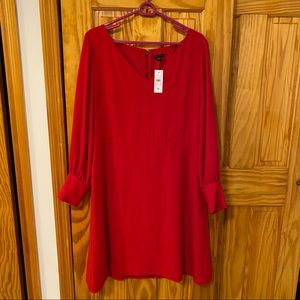 Ann Taylor Red Long Sleeve Dress